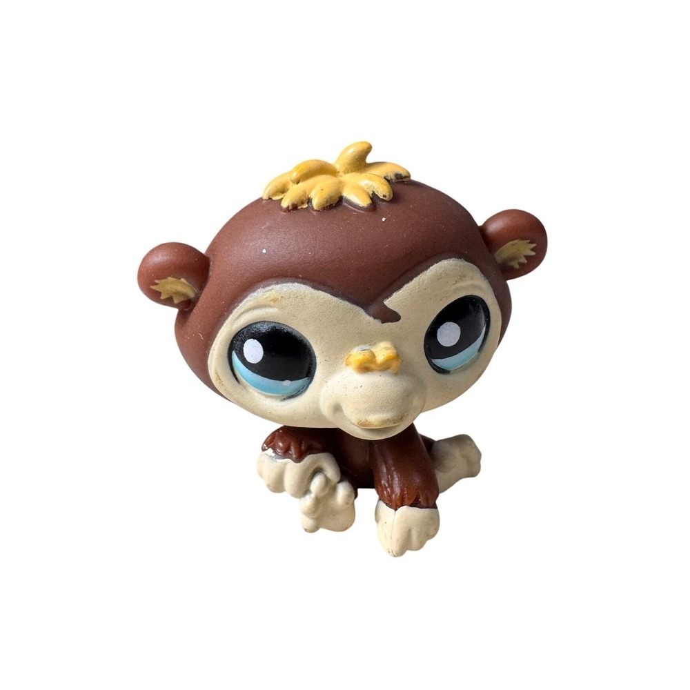 Hasbro Littlest Pet Shop Brown Monkey Yellow Hair Blue Eyes 2006 Figure #1122